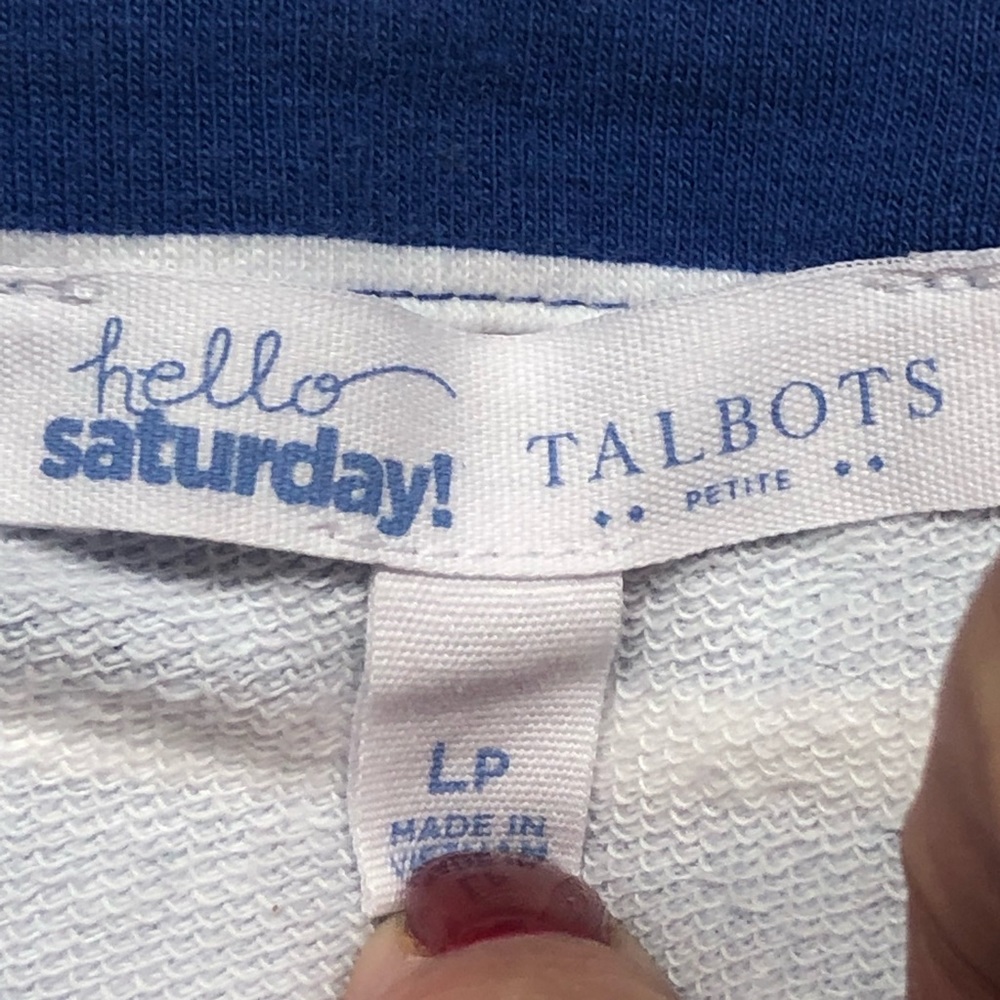 Talbots Hello Saturday Bright Striped Casual Tee size Large Petite - Picture 6 of 11